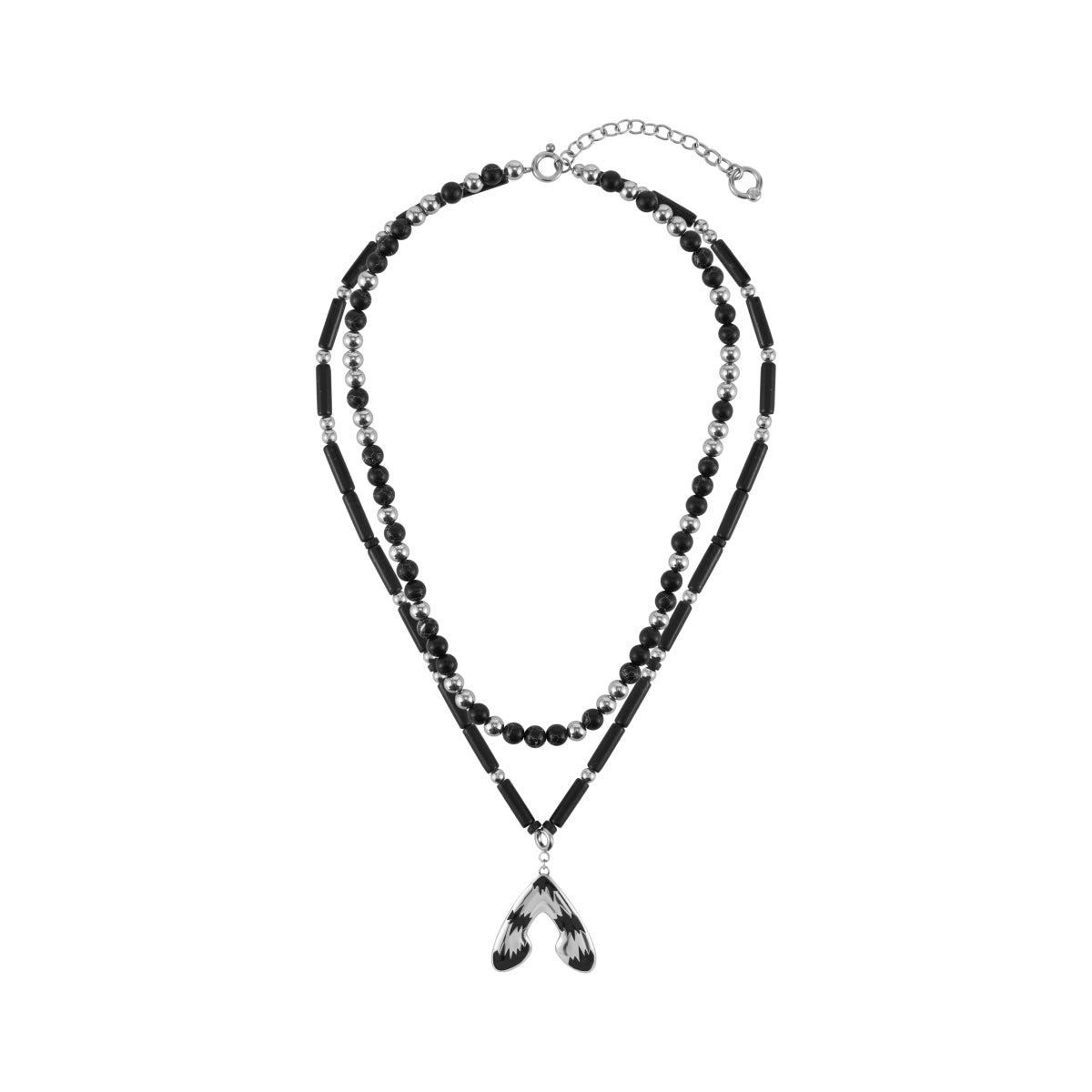Punk Moth Double-layer Beaded Necklace Punk Moth Double-layer Beaded Necklace