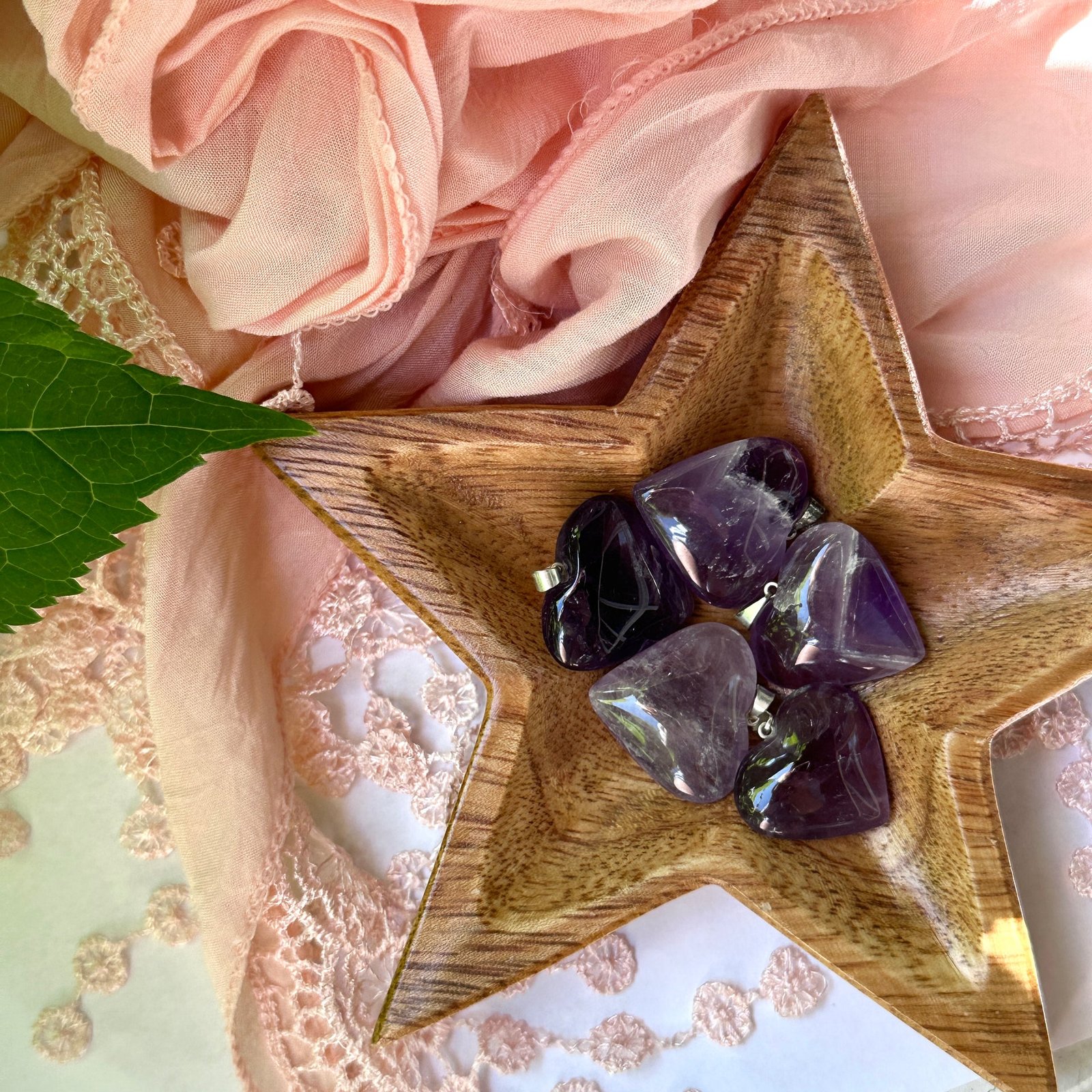 Purple Amethyst Heart Pendants ~ Includes Silver Chain Purple Amethyst Heart Pendants ~ Includes Silver Chain