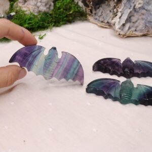 Rainbow Fluorite Bat Carvings ~ Vibrant Multicolor Banding