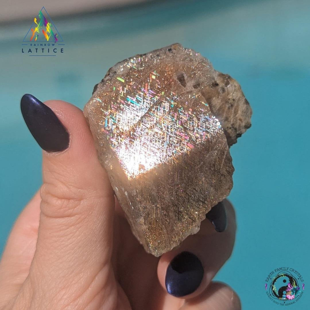 Rainbow Lattice Sunstone -Ultra Rare Collector’s Specialty Size Gem from Australia