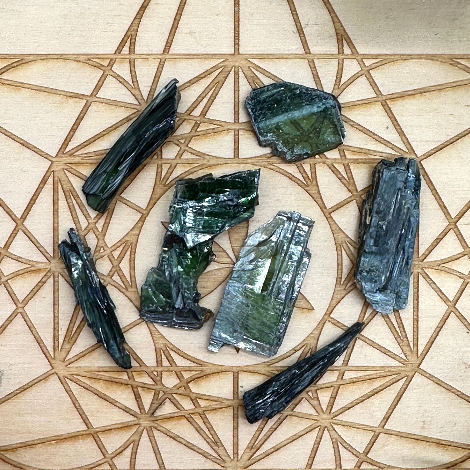 Rare Emerald Green Vivianite Blade Specimens from Bolivia