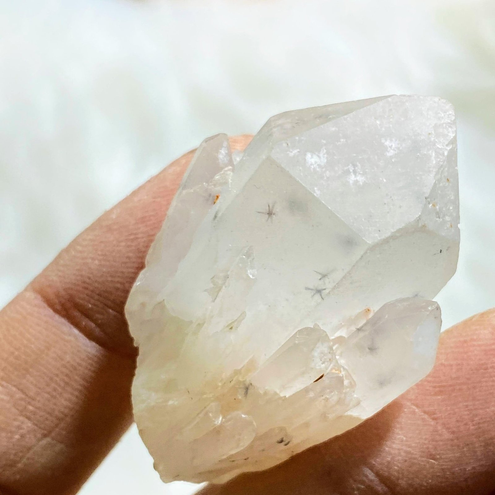 Rare Star Hollandite Clear Quartz Elestial Dainty Point With Phantom From Madagascar