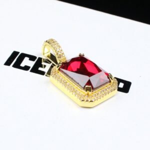 Red CZ Pendant Gold-Plated Micro-inlay