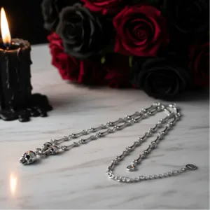 Retro Punk Skull Stick Bone Necklace