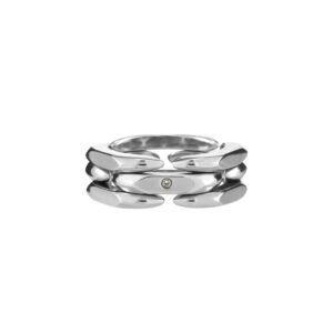 Rhinestone Inlay Structured Adjustable Ring