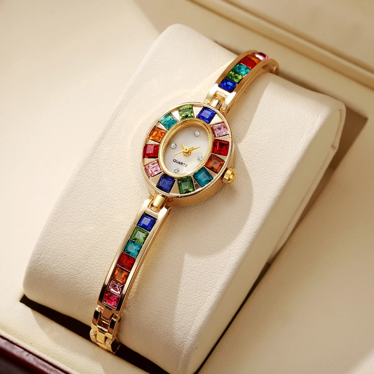 Rhinestone Watch Crystal Bracelet Band — Silver | KIMLUD