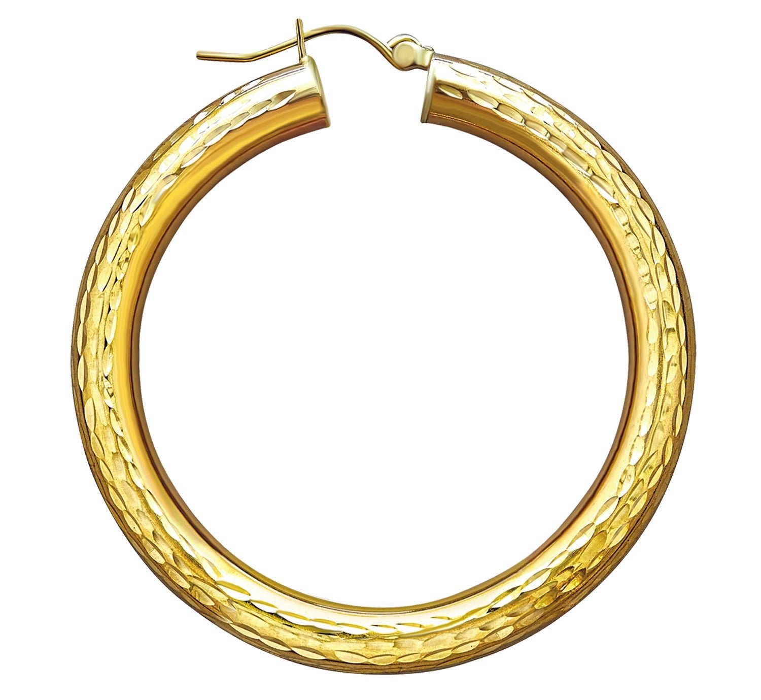 Ridges Hoop Earrings – Medium Size in 14KT Gold, Available in Yellow or White
