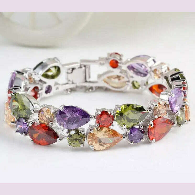 Rose Gold Copper Bracelet Mona Lisa Multicolor Zirconia — Rose Gold | KIMLUD