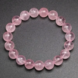 Rose Quartz Beaded Elastic Bracelet Stretch — Rose Quartz Pink | KIMLUD