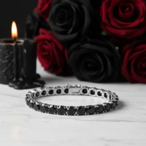 Round Black Full Diamond Option Tennis Bracelet