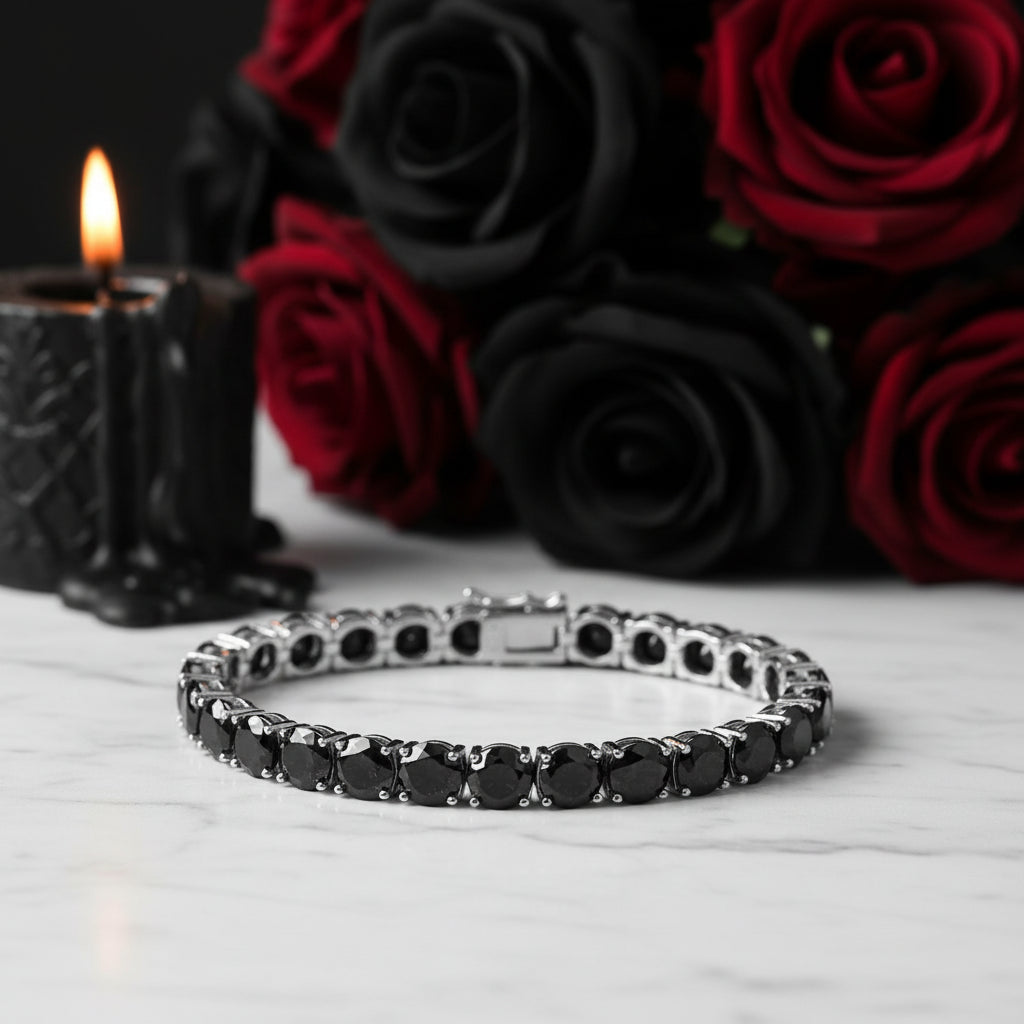Round Black Full Diamond Option Tennis Bracelet