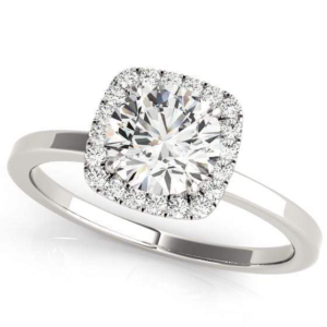 Round Brilliant Halo Diamond Engagement Ring 0.71 Carats Center Diamond