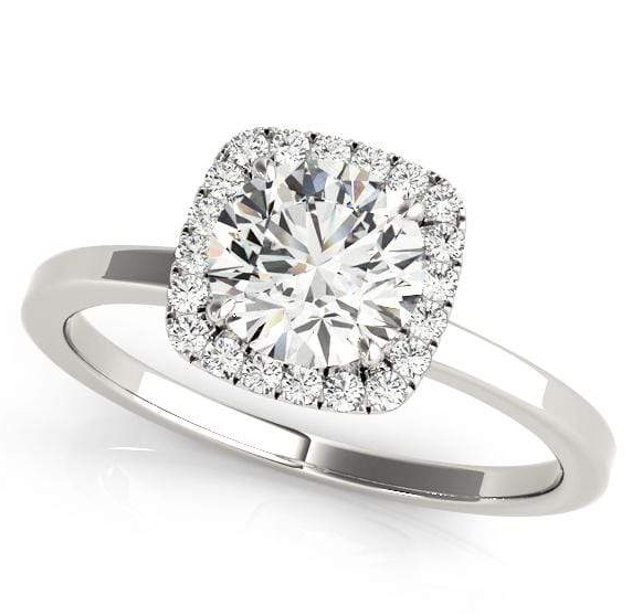 Round Brilliant Halo Diamond Engagement Ring 0.71 Carats Center Diamond
