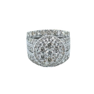 Round Shape Diamond Engagement Ring with Multi-Band Halo - 4.00 Carats in 10KT White Gold