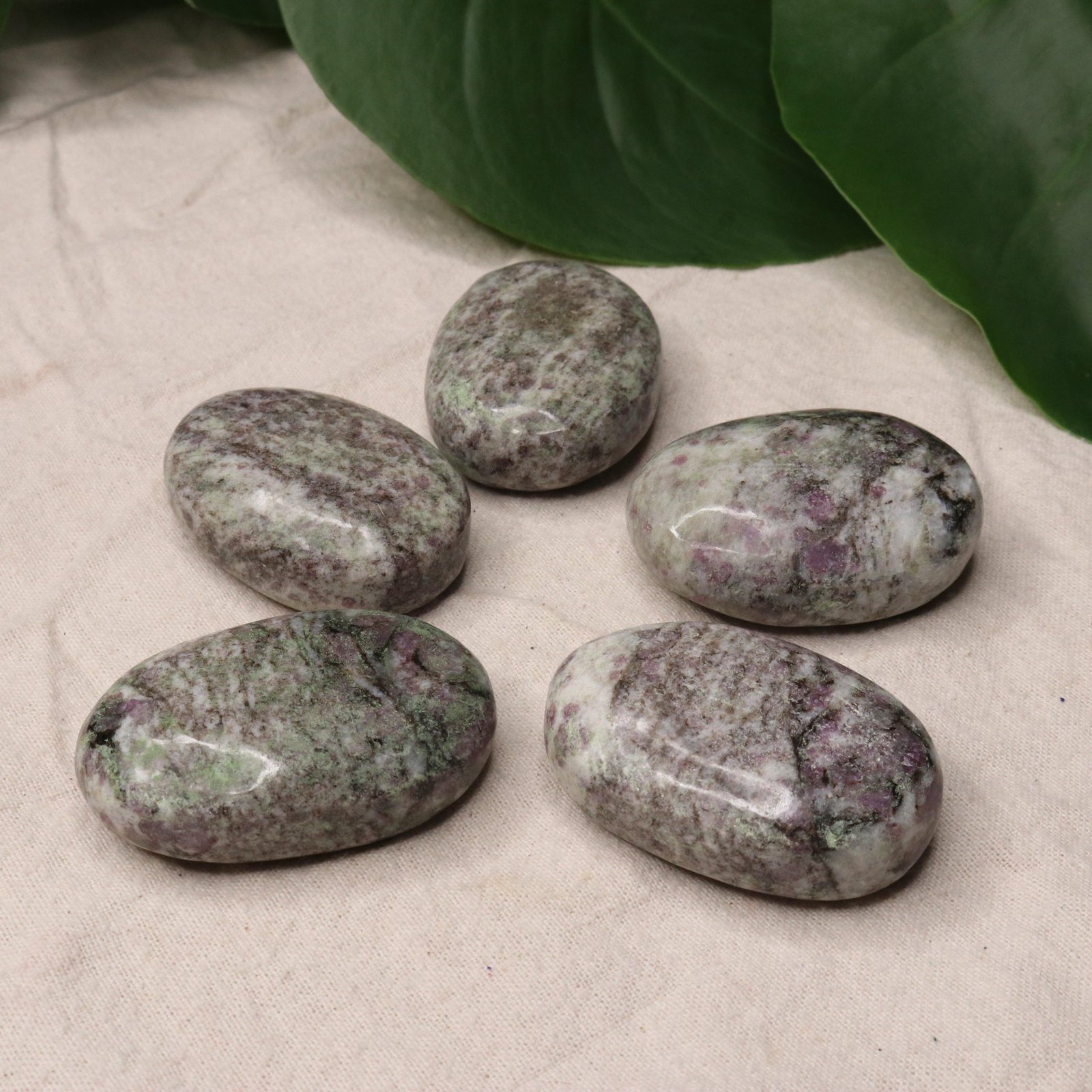 Ruby in Feldspar Pillow Palm Stones