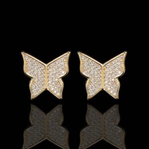 S925 Pure Silver Iced Hip Hop Butterfly Earring