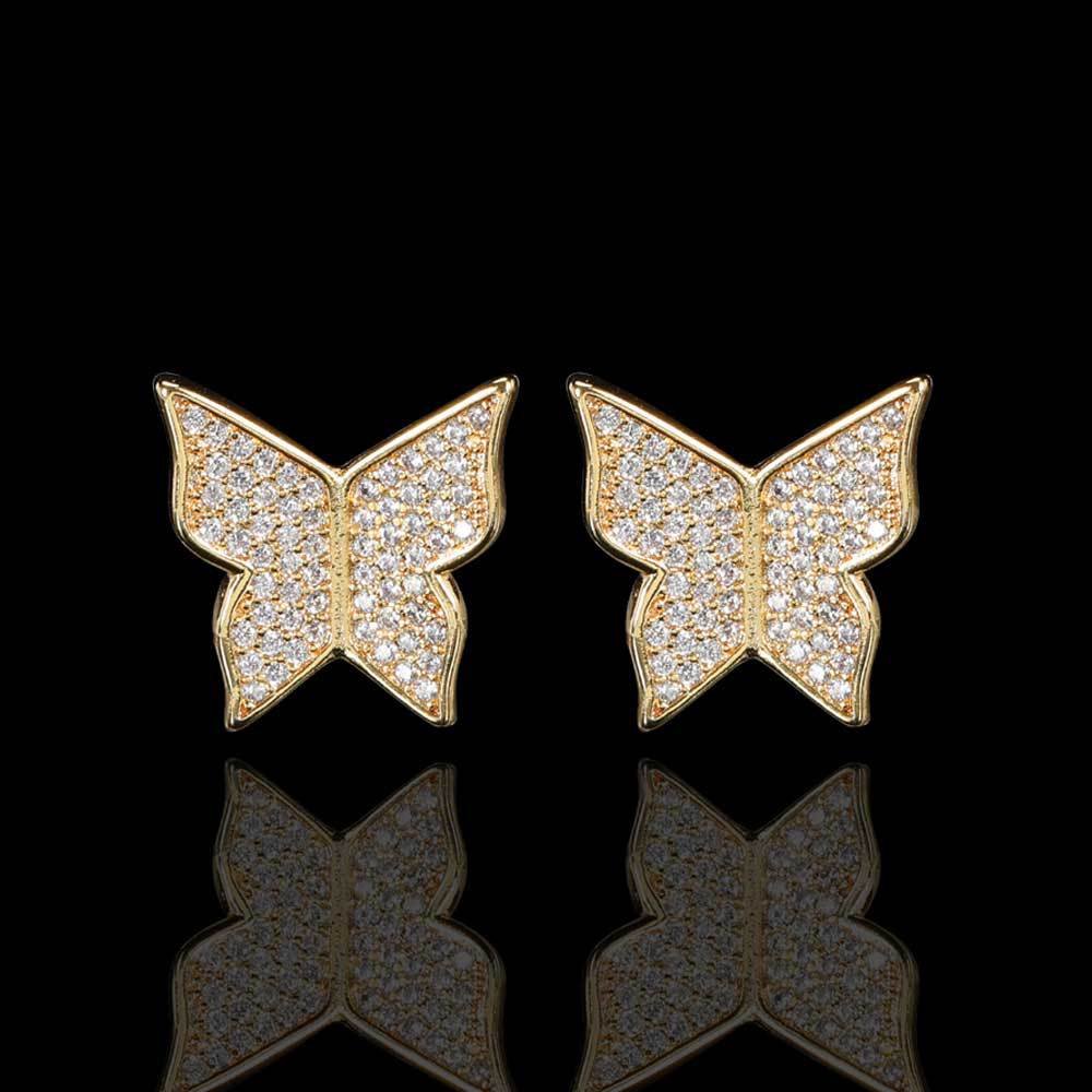 S925 Pure Silver Iced Hip Hop Butterfly Earring