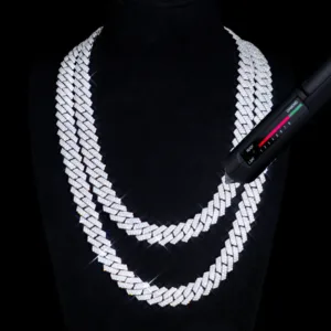 S925 & VVS Moissanite 12MM Prong Cuban Link Chain