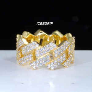 S925 & VVS Moissanite Cuban Link Ring 18K Gold