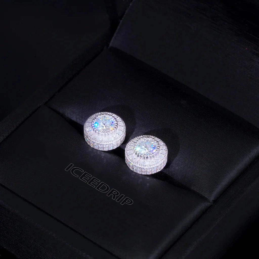 S925 VVS1 Moissanite Cluster Halo Earrings