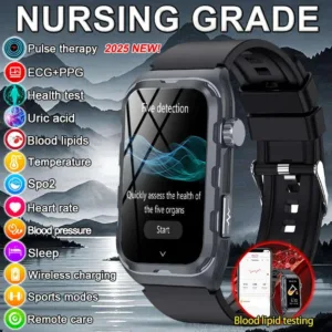 Sapphire Crystal Smartwatch ECG PPG Health Bracelet — Black | KIMLUD