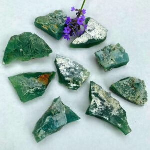 Set of 2 Natural Green Chrome Chalcedony Stones Locality: Zambia