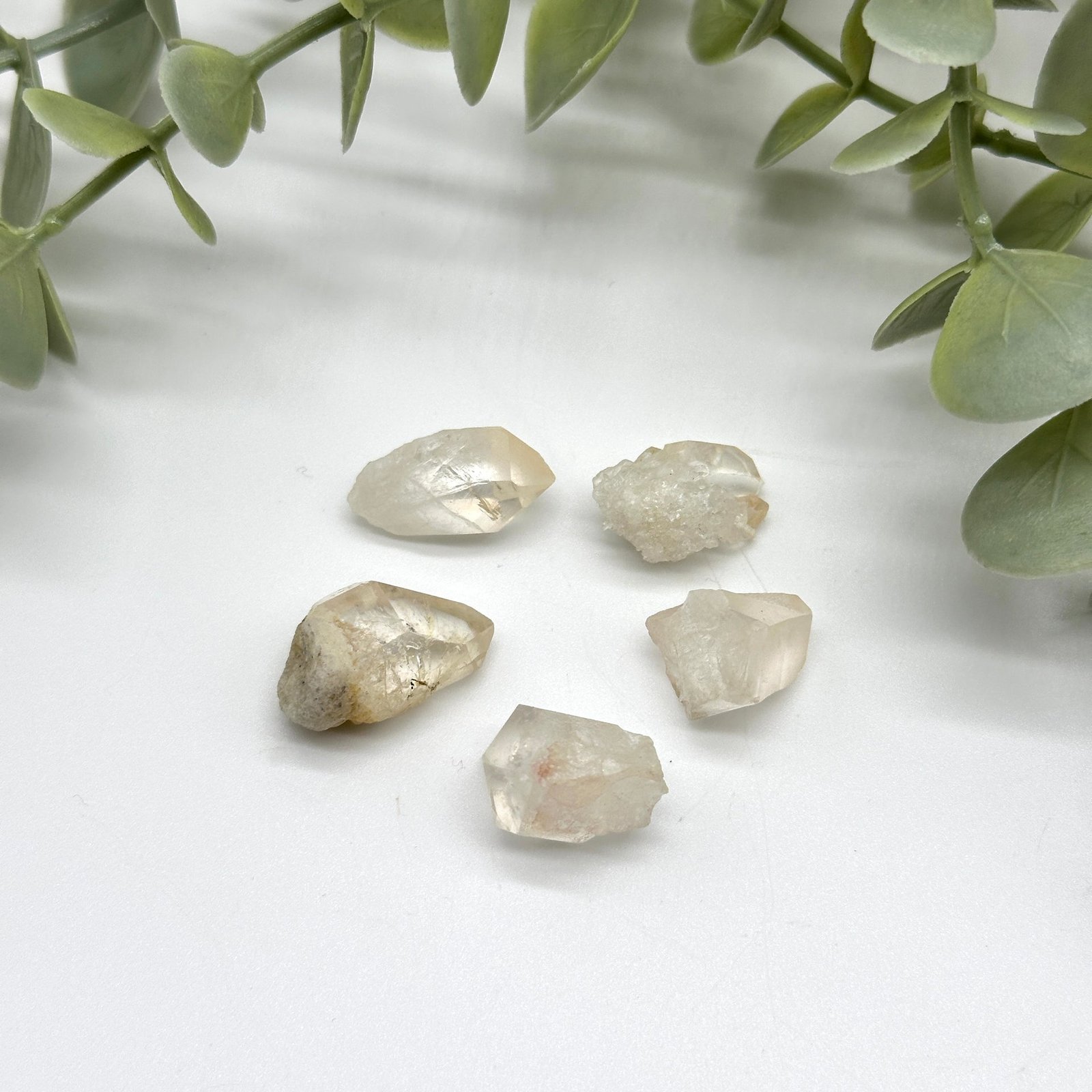 Set of 5 Mini Clear Quartz Crystal Points Perfect for Crystal Grids!
