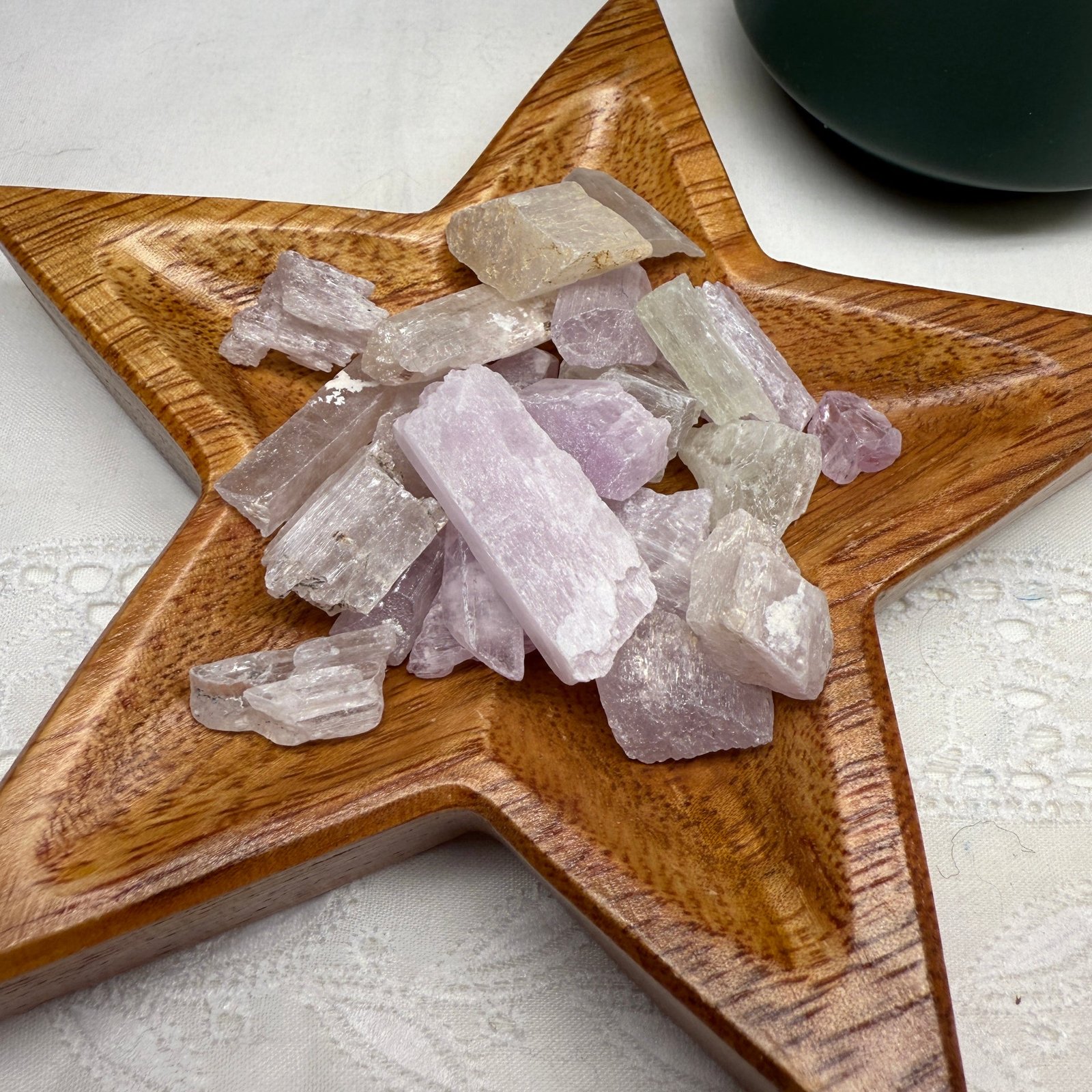 Set of Ten Pink Kunzite and Green Hiddenite, Pakistan Set of Ten Pink Kunzite and Green Hiddenite, Pakistan