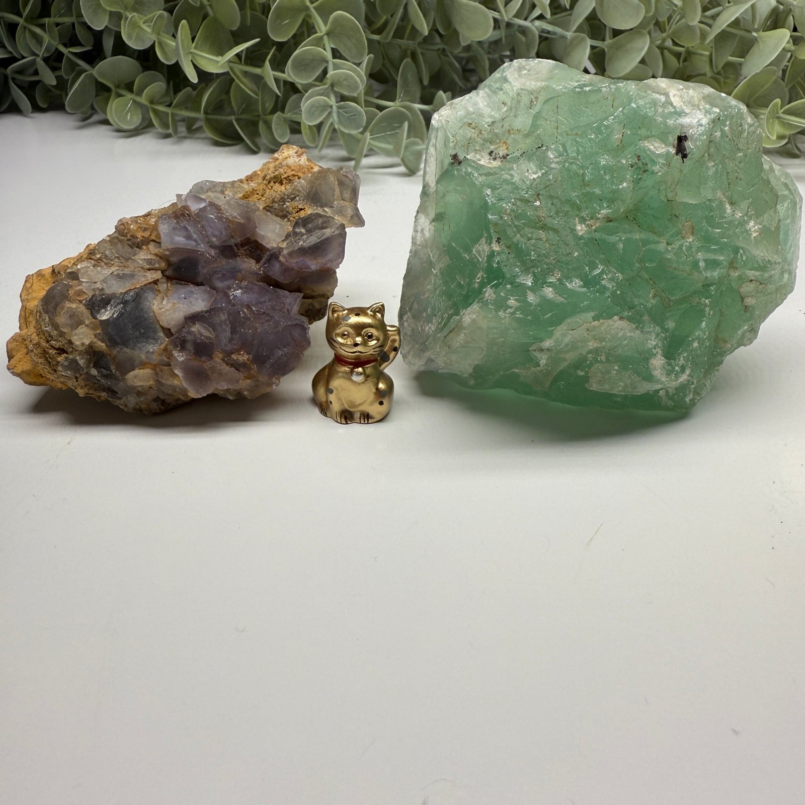 Set of Two Chunky Fluorite Specimens – Green and Blue