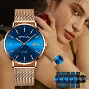 Silver-Tone Bracelet Watch Casual Waterproof Quartz — Silver | KIMLUD