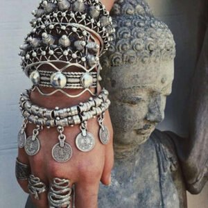 Silver-Toned Zinc Alloy Bracelet With Coin Pendants — Silver | KIMLUD