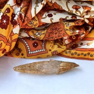 Skinny Elestial Candle Quartz Specimen with Rainbow Flash! Hematoid Crusting