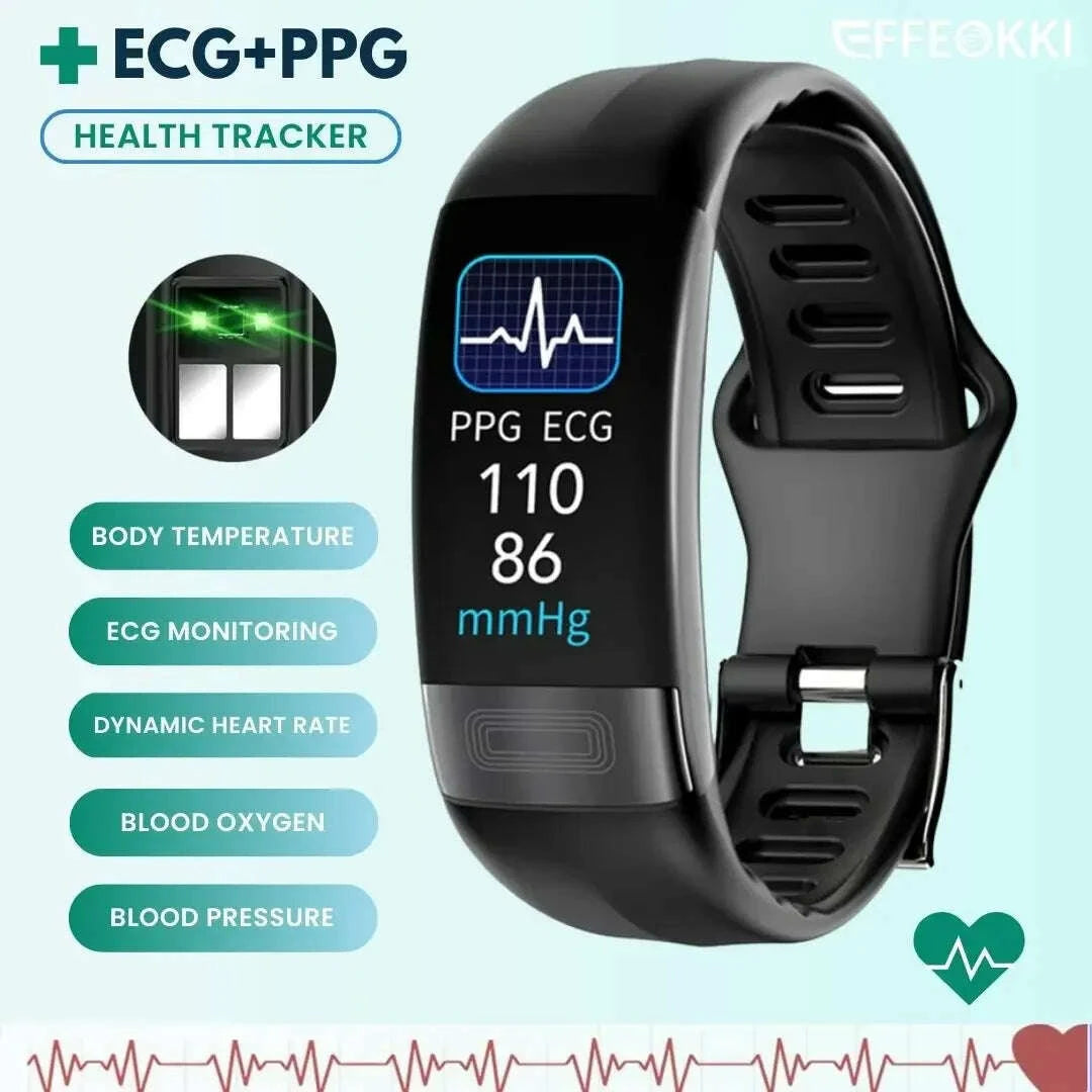 Sport Smart Bracelet EKG Heart Rate Waterproof — Black | KIMLUD