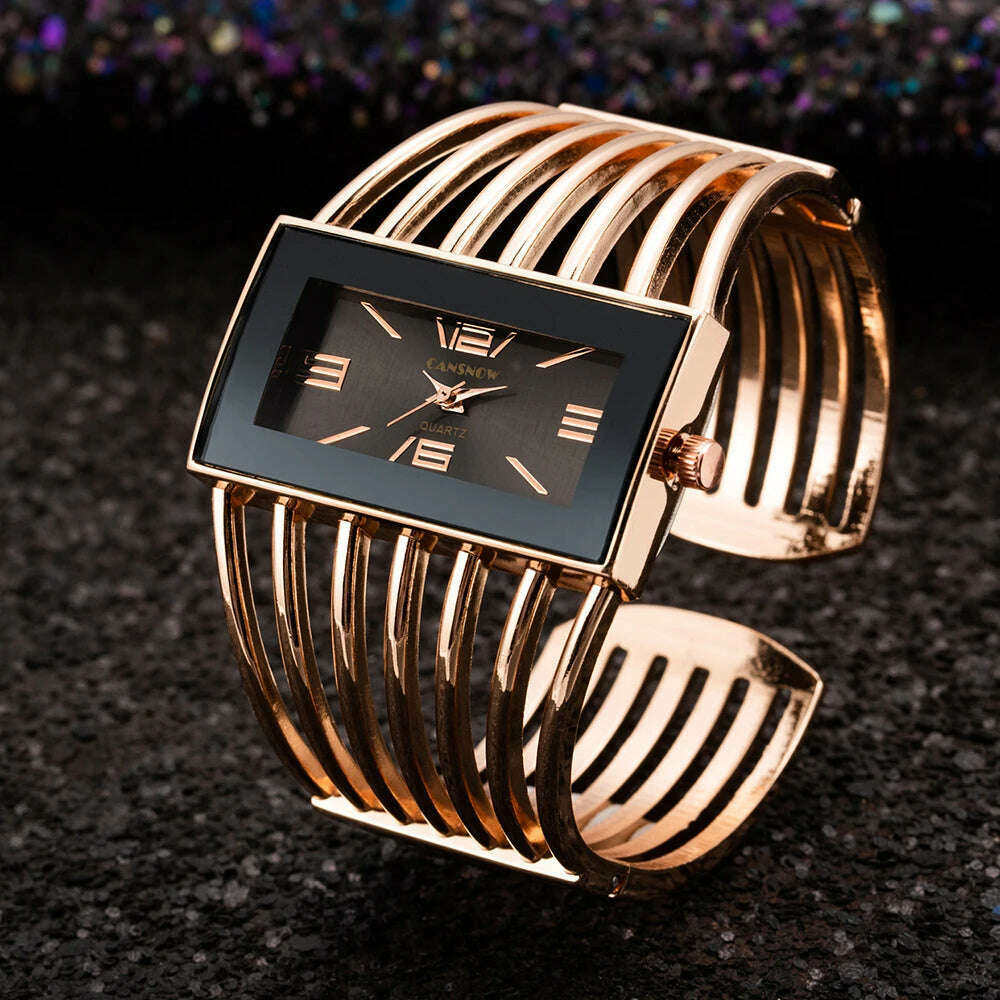 Stainless Steel Bangle Watch Rectangle Dial — Silver | KIMLUD