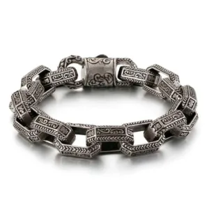 Stainless Steel Bracelet Viking Bead — Black | KIMLUD