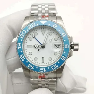 Stainless Steel GMT Watch Automatic Movement Sapphire Glass 20mm Bracelet 5Bar Water Resistant — White | KIMLUD