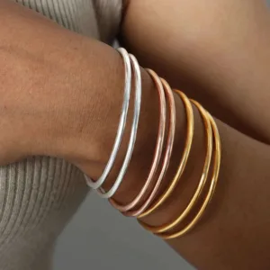 Stainless Steel Minimalist Bracelet Round — Gold | KIMLUD