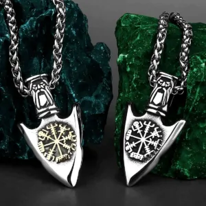 Stainless Steel Pendant Necklace Viking Valknut Odin Sword Vegvisir Rune — Silver | KIMLUD
