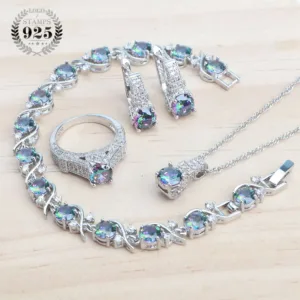 Sterling Silver Jewelry Set — Bridal Zircon Collection Purple | KIMLUD