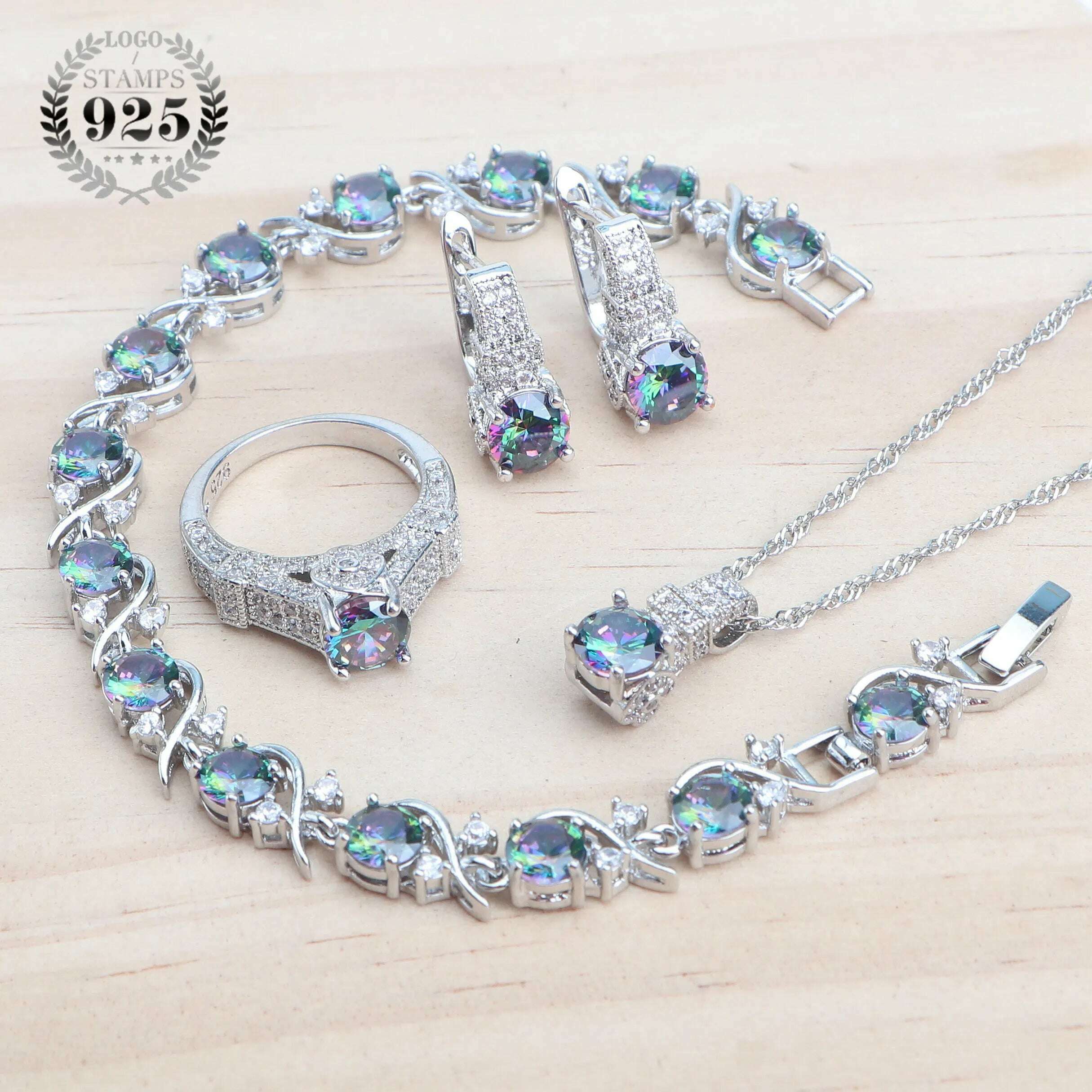 Sterling Silver Jewelry Set — Bridal Zircon Collection Purple | KIMLUD