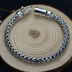 Sterling Silver Vintage Twist Bracelet — Silver | KIMLUD