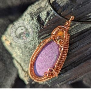 Stichtite and Citrine Wire Wrapped Pendant ~ Conductive Copper ~ Handcrafted in the USA ~ Crystal Jewelry