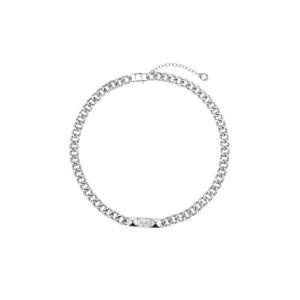 Studded Square-Cut Cuban Chain Necklace