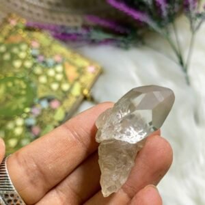 Terminated Clear Topaz Natural Specimen Nestled on Elestial Quartz Matrix