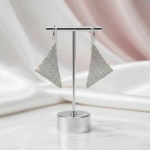 Triangular Shaped Mesh Shimmering Diamond Option Earrings