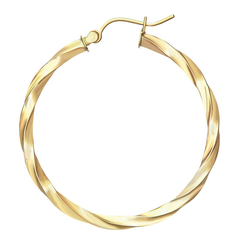 Twisted Hoop Earrings – Medium Size in 14KT Yellow Gold