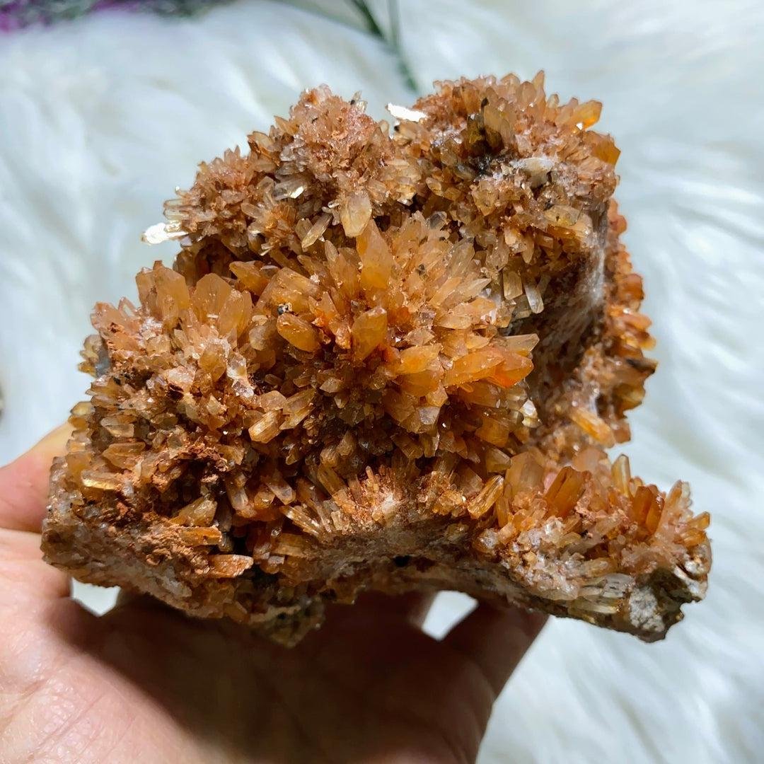 Unique Chunky XL Sparkling Orange Creedite Natural Specimen -Locality Mexico