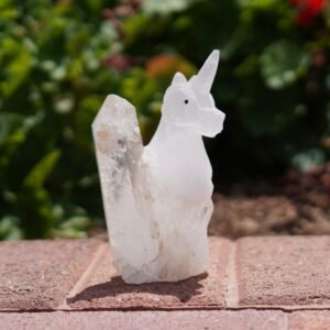 Unique Unicorn Quartz Carving with Natural Crystal Point