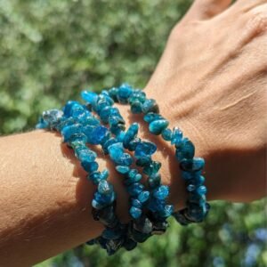 Vibrant Blue Apatite Bracelet on Stretchy Cord ~ Throat Chakra Support