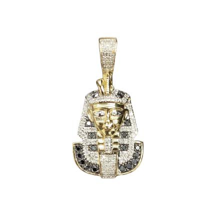 White/Black Diamond King Tut Pendant – 0.34 Carats in 10KT Yellow Gold